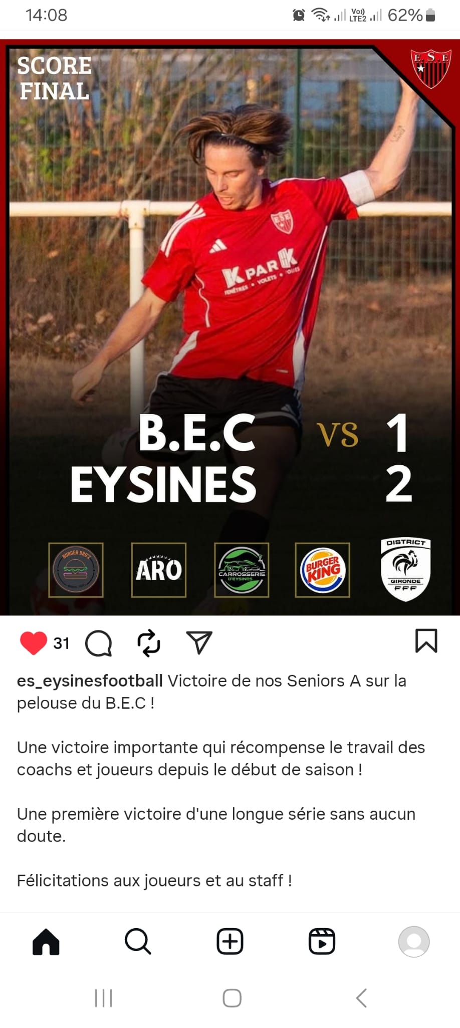 NOTRE EQUIPE PREMIERE S’IMPOSE AU BEC