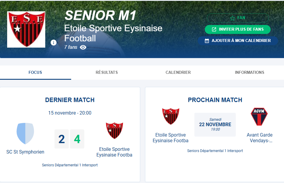 SAMEDI L&rsquo;EQUIPE PREMIERE (3e) ACCUEILLE VENDAYS (9e)