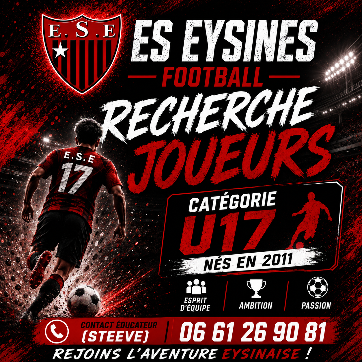 U17 RECHERCHE JOUEURS RESTE 3 OU 4 PLACES